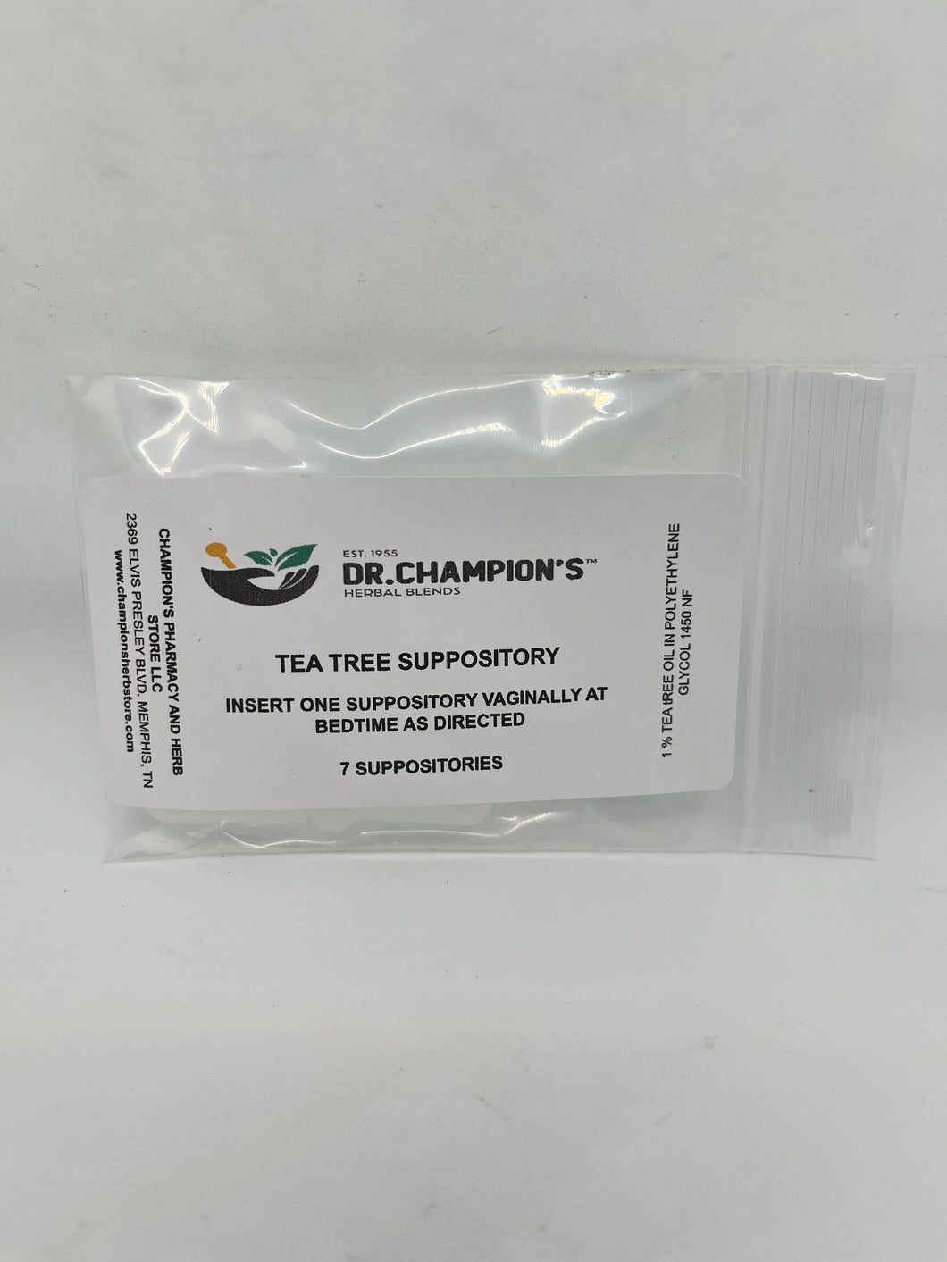 Champion's Tea Tree Suppository 7 Count